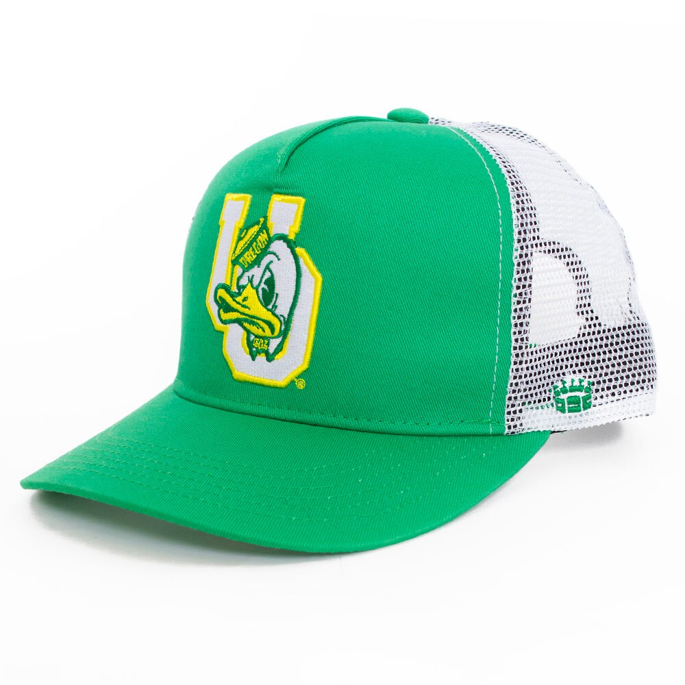 Interlocking UO, Green, Trucker, Accessories, Unisex, Homefield, Retro, 40's style, Oregon Mascot, Adjustable, Hat, 1029979